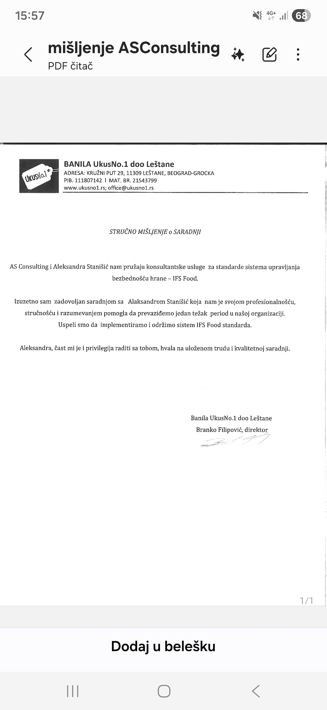 Originalna preporuka - BANILA UkusNo.1 doo