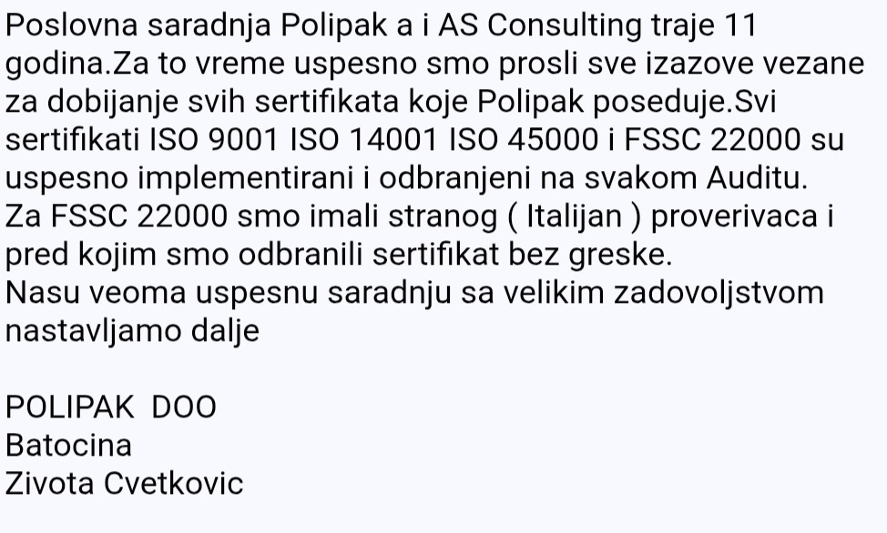Originalna preporuka - POLIPAK DOO