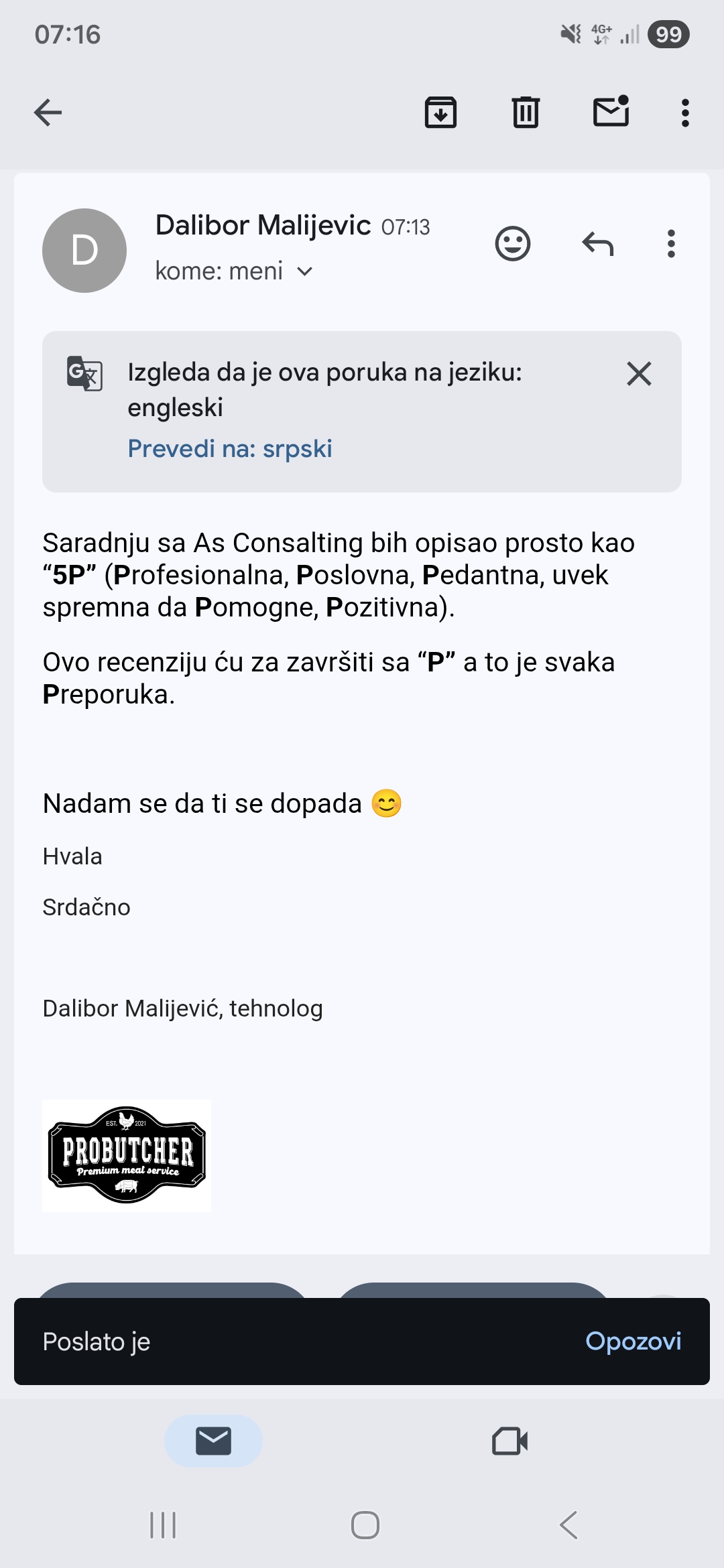 Originalna preporuka - Probutcher