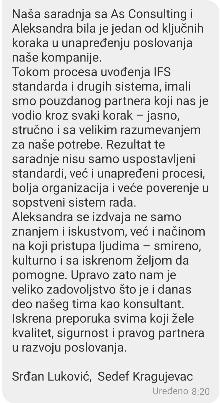 Originalna preporuka - Sedef Kragujevac